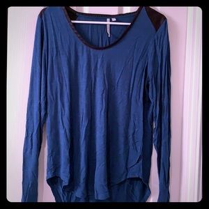 Calvin Klein shirt (turquoise) w/faux leather